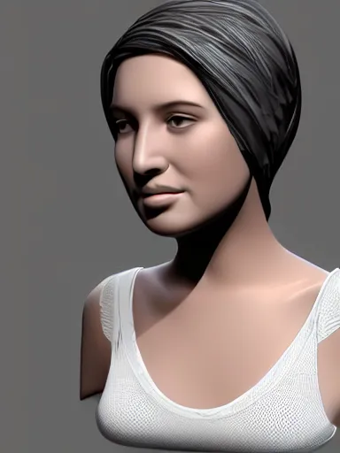 Image similar to highly detailed 3 d mesh of a girl, portrait, grayscale
