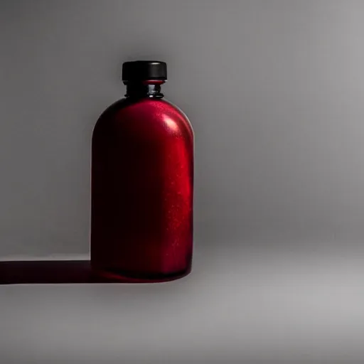 Image similar to a studio photo of a red health potion in a beautiful looking flask, dramatic lighting