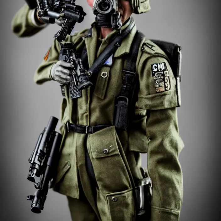 Image similar to photograph of a very beautiful atompunk soldier. extremely detailed. dslr. 8 5 mm.