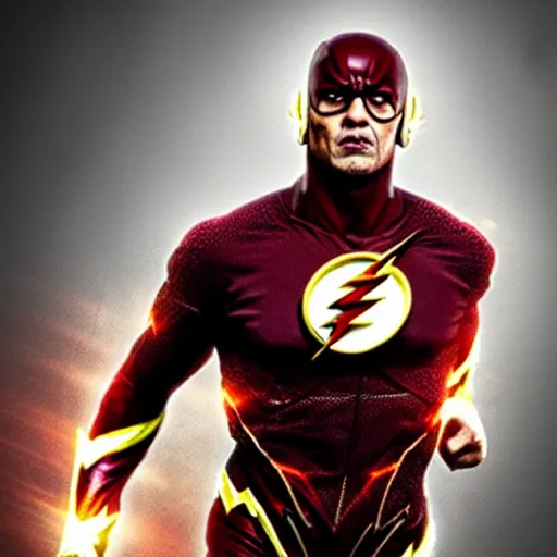 Image similar to The Rock as the Flash