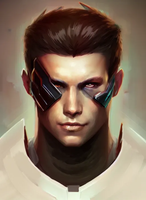 Image similar to « a portrait of a muscular cyberpunk male warrior, a digital painting by charlie bowater, featured on cgsociety, fantasy art, behance hd, wiccan, artstation hd »