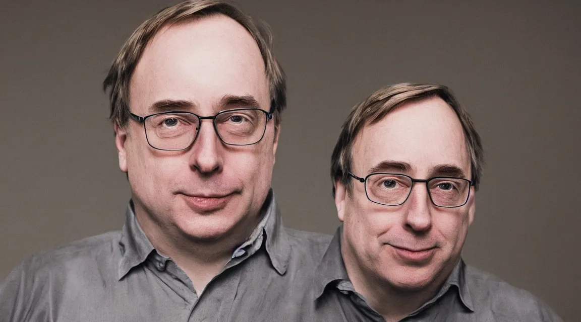 Image similar to portrait of Linus Torvalds taked by Annie Leibovitz