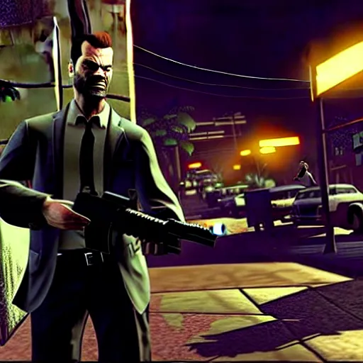 Image similar to max payne 4 set in neo - noir zootopia