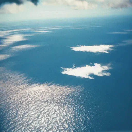Prompt: photo of view from airplane of monster in marianas trench cinestill, 8 0 0 t, 3 5 mm, full - hd