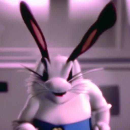 Prompt: still image of bugs bunny in the dark knight, cinematic, anamorphic, 8 0 mm f / 2. 8 l, 3 5 mm film, movie