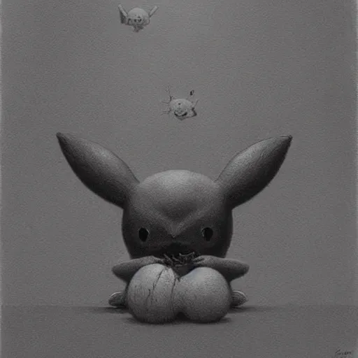 Prompt: a painting of Pikachu by zdzislaw beksinski