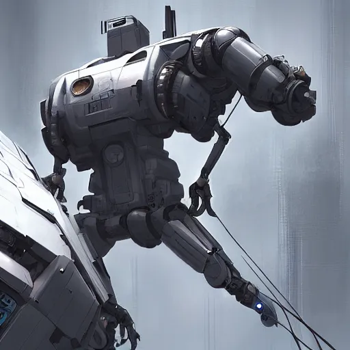 Image similar to scifi hard surface robot getting programmed with computer by eddie mendoza,