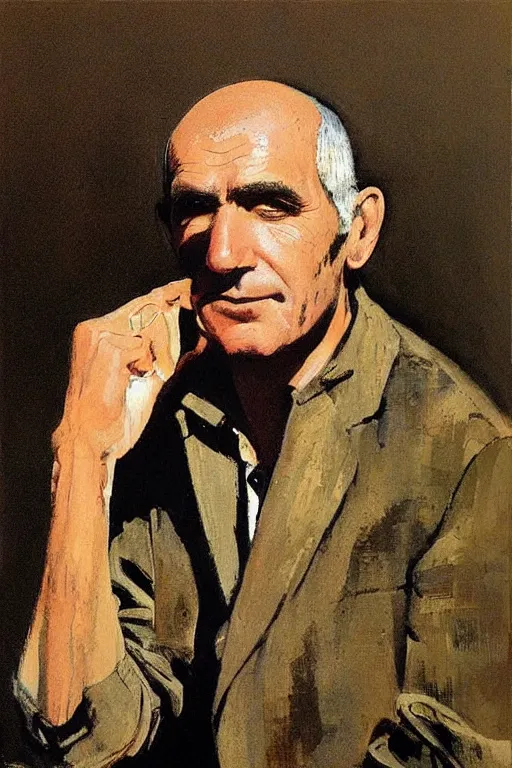 Image similar to “portrait of Australian singer-songwriter Paul Kelly, by Robert McGinnis”