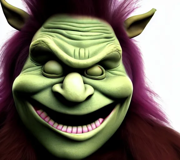 Image similar to photograph of Trollface cosplayer, 8k resolution, high detail, ULTRA REALISTIC VFX, reflections