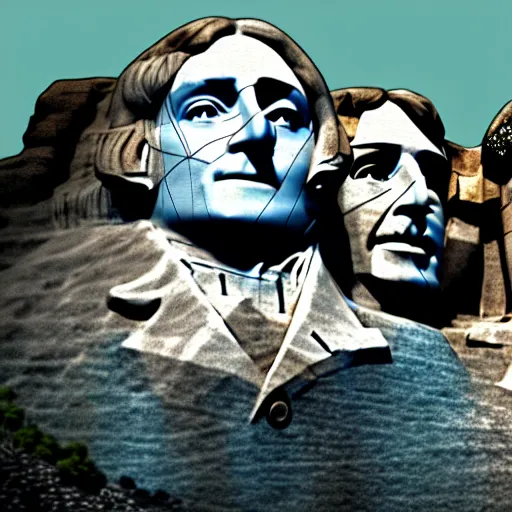 Prompt: Mount Rushmore showing the beatles, digital painting, 3D, Artstation, octane renderer