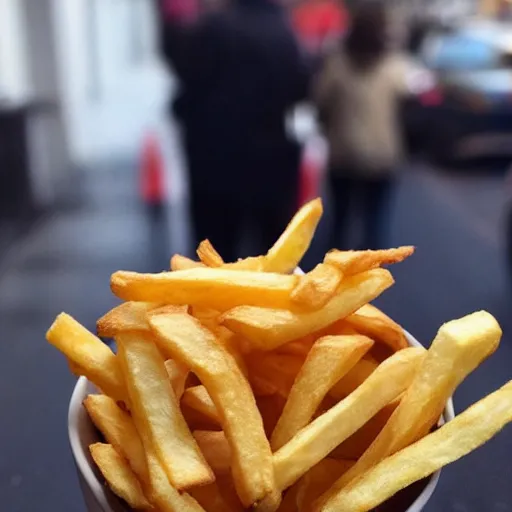 Image similar to photo of [ a french fry chip ] shaped like stephen fry as a hybrid intercross mix