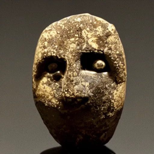 Image similar to a creepy face on a shard of roman pottery