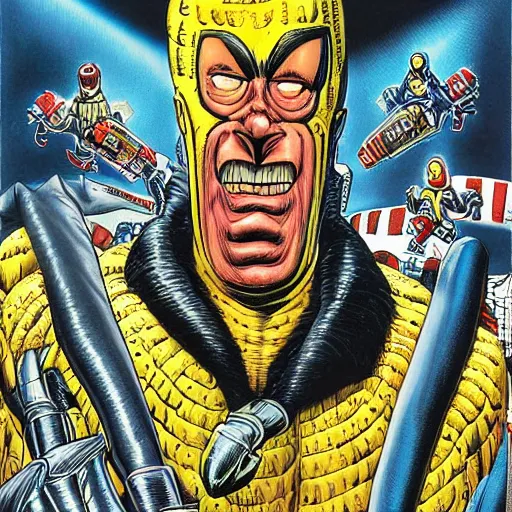 Prompt: portrait of the super villian bananaman by Glenn Fabry