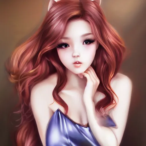 Image similar to Beautiful alluring Squirrel portrait in satin dress by Artgerm and WLOP, Pixiv