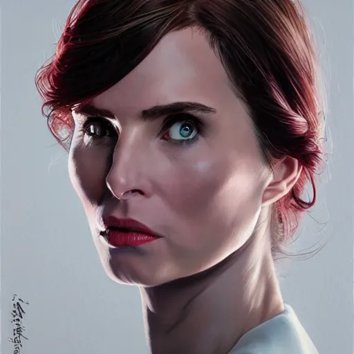 Image similar to A masterpiece portrait of a Female version of Christian Bale from American Psycho. medium shot, intricate, elegant, highly detailed. trending on artstation, digital art, by Stanley Artgerm Lau, WLOP, Rossdraws, James Jean, Andrei Riabovitchev, Marc Simonetti, Yoshitaka Amano