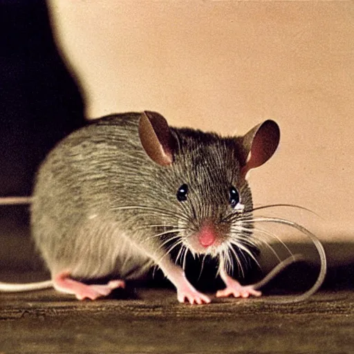 Image similar to The first electric mouse (Tonitru Rattus) discovered in nature, circa 1992, photograph