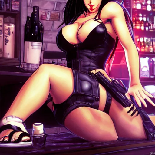 Image similar to tifa lockheart in her bar by masamune shirow