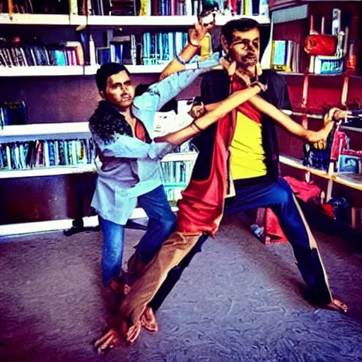 Image similar to “Indian man fighting human sized stretch Armstrong, award winning photo”