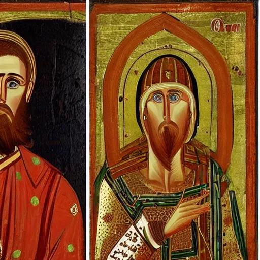 Image similar to A 11th century Italo-Byzantine painting of Jerma985, portrait of Jerma985, grainy, realistic, very realistic, hyperrealistic, highly detailed, very detailed, extremely detailed, very neat, very epic, very cool, detailed, trending on artstation