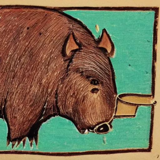 Prompt: a boar drinking beer, tribal style