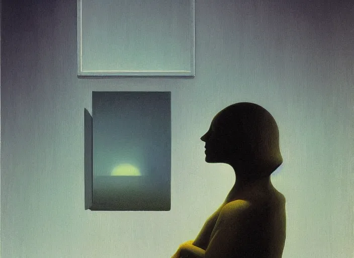Image similar to portrait painting of a mother, science fiction, Edward Hopper and James Gilleard, Zdzislaw Beksinski, highly detailed