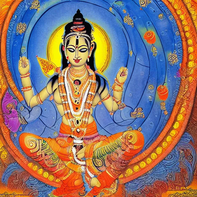 Image similar to rebirth, hindu art style
