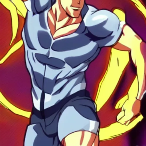 Image similar to Still of Chris Hemsworth with a very muscular body type, anime art, anime style