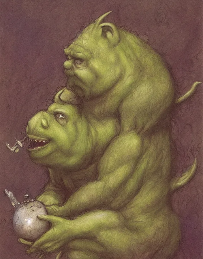 Prompt: cute little ogre, by Brian Froud, painterly