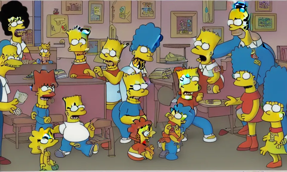 Prompt: Extremely detailed drawing of the cartoon The Simpsons