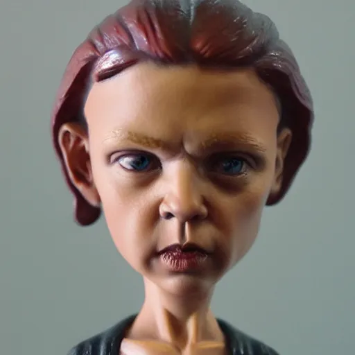 Image similar to realistic bobble head portrait sculpture of angry girl angel