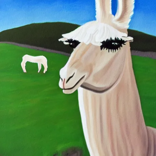 Prompt: painting of mona lista but it's a llama