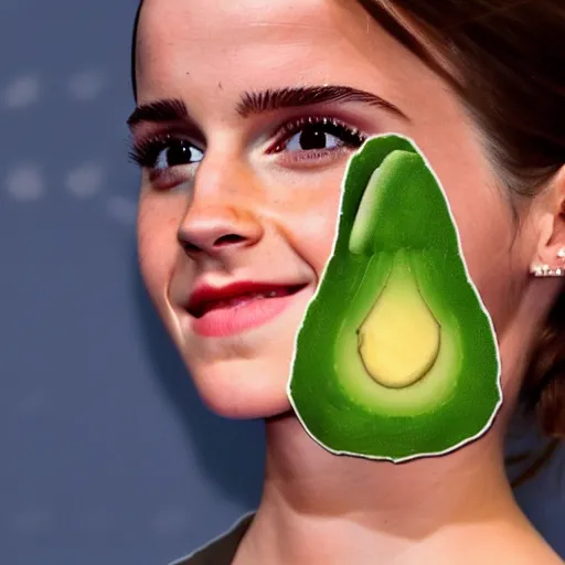 Image similar to emma watson as an avocado