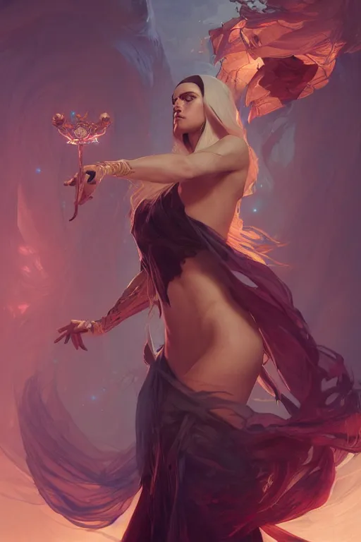 Prompt: beautiful sorceress, accurate anatomy, only two hands, highly detailed, digital painting, artstation, concept art, smooth, sharp focus, illustration, Unreal Engine 5, 8K, art by ross tran and greg rutkowski and alphonse Mucha