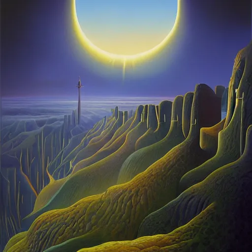 Prompt: visions of xanadu by vladimir kush, oil on canvas