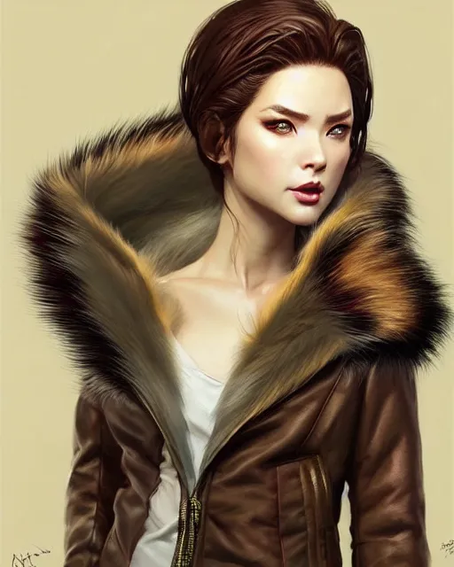 Prompt: fur - lined dragonhide jacket!!! beautiful and elegant female!! gorgeous ayes!! golden face ratio! character concept art, sharp focus, illustration, artgerm!! greg rutkowski! wlop!! ilya kuvshinov!! charlie bowater! octane render! unreal engine 5! highly rendered!! trending on artstation!!