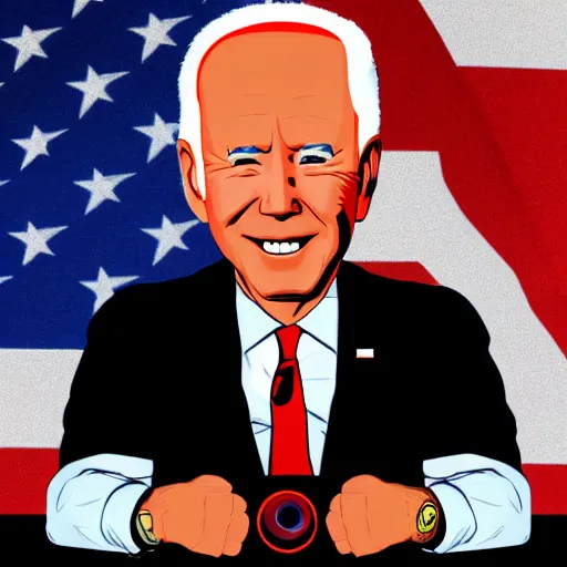 Prompt: Chibi Biden surrounded by darkness with red glowing eyes, highly detailed, realistic, 4k, propaganda