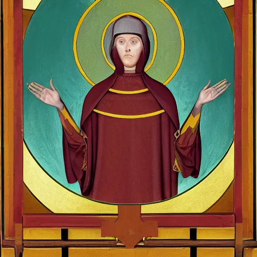 Image similar to A photograph of Hildegard Von Bingen by Juergen Teller, XF IQ4, 150MP, 50mm, f/1.4, ISO 200, 1/160s, natural light, Adobe Photoshop, Adobe Lightroom, DxO Photolab, Corel PaintShop Pro, rule of thirds