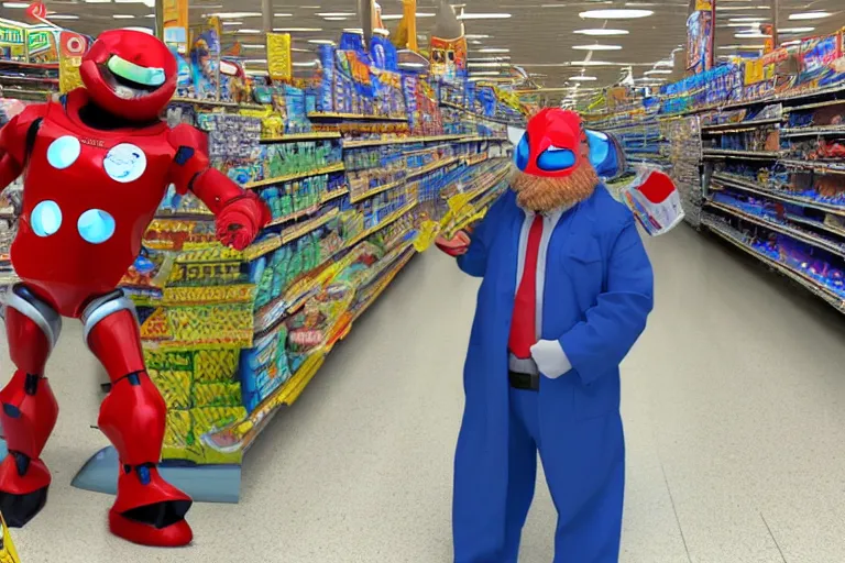 Image similar to Doctor Robotnik in real life at Walmart, smartphone footage