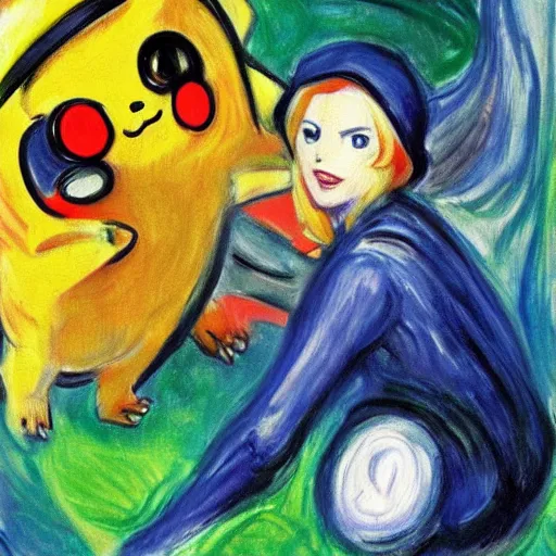 Prompt: Pokémon painting by Edvard Munch