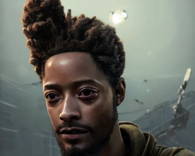 Image similar to highly detailed portrait of lakeith stanfield as an android, in detroit : become human, stephen bliss, unreal engine, fantasy art by greg rutkowski, loish, rhads, ferdinand knab, makoto shinkai and lois van baarle, ilya kuvshinov, rossdraws, tom bagshaw, global illumination, radiant light, detailed and intricate environment