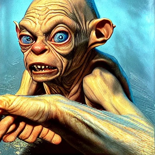 Prompt: gollum by drew struzan