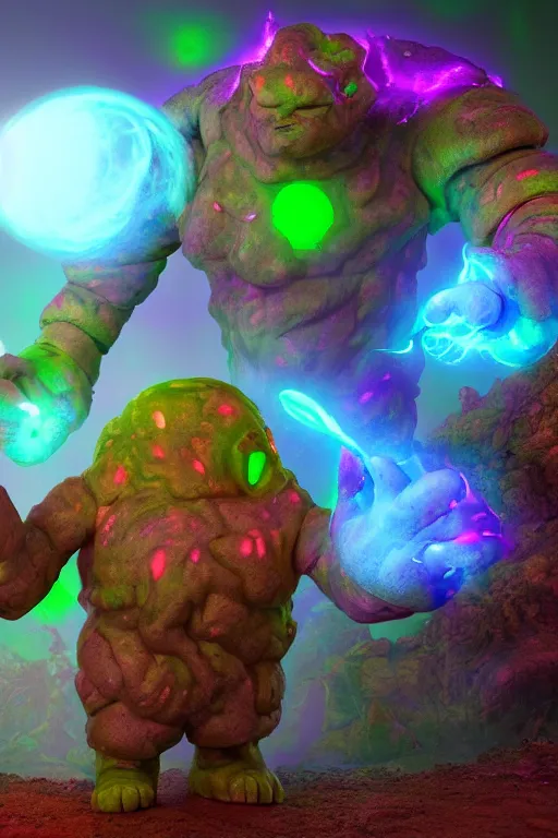 Image similar to arcane fantasy art giant golem elemental wood rock bastion forged gemstone enchanted forest troll, global illumination ray tracing hdr fanart arstation by sung choi and eric pfeiffer and gabriel garza and casper konefal lisa frank zbrush central hardmesh radiating a glowing aura