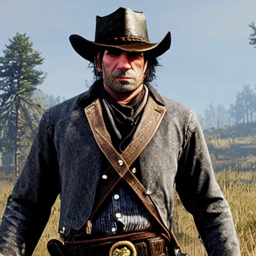 Prompt: daniel day lewis as the main protagonist in red dead redemption 2