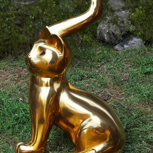 Image similar to an ancient gold cat statue