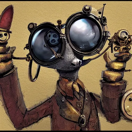 Image similar to a rat with steampunk googles, by Ian McQue