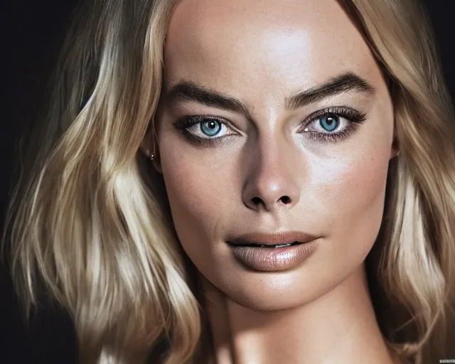 Image similar to a mix of margot robbie and jennifer hawkins, hyper realistic face, beautiful eyes, cinematic, long shot, hyper detailed, 8 5 mm photograph, 8 k resolution, film still, sharp lens, wide lens