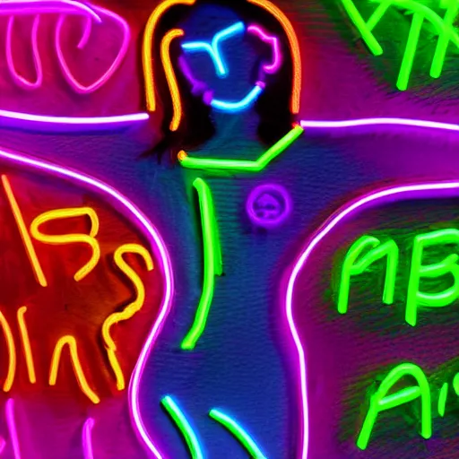 Prompt: a womens body 3 d neon art, 8 k resolution