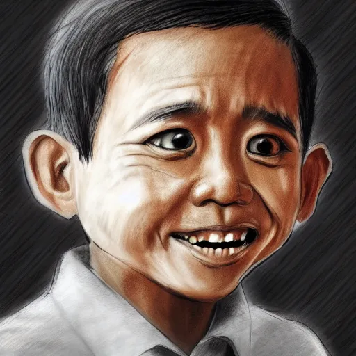 Image similar to child scribble of jokowi, behance,artstation