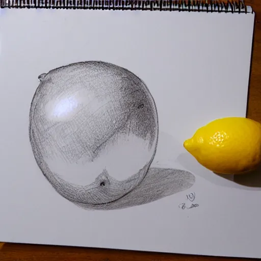 Image similar to professional liner sketch of a lemon