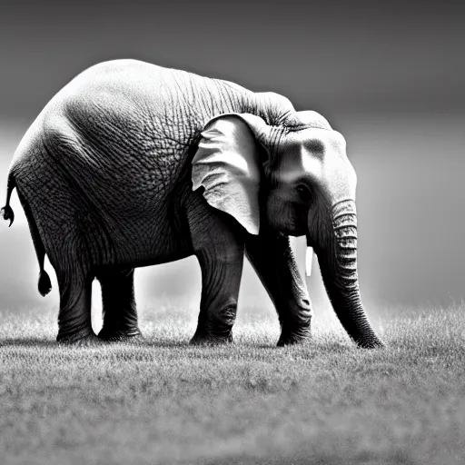 Image similar to tardigrade elephant hybrid, black and white photo